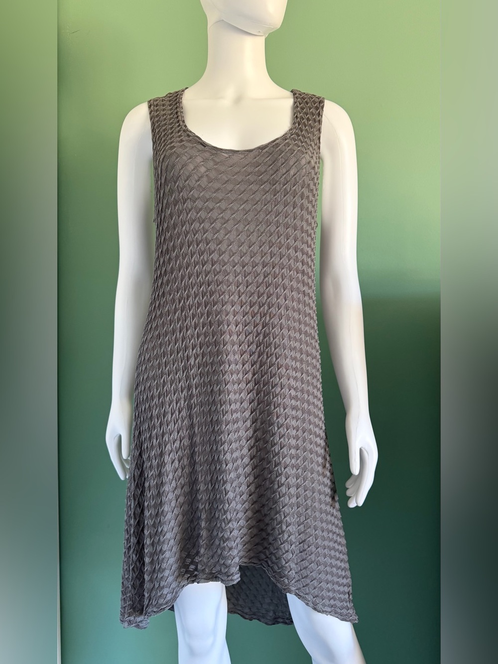 Cut Loose Sleeveless Crinkle Lattice Shift Midi Dress